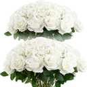 Cliselda 72pcs White Roses Artificial Flower in Bulk, Realistic Velvet Silk Faux Roses for Wedding Centerpieces, Bridal Bouquets, Home Decor, Anniversary, Valentine's Day, Mohter's Day Decorations