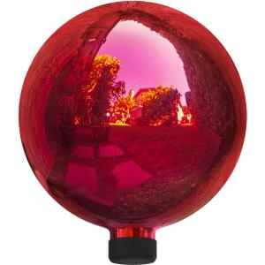 Alpine Corporation 10" Diameter Indoor Outdoor Glass Gazing Globe Yard Decor, Red