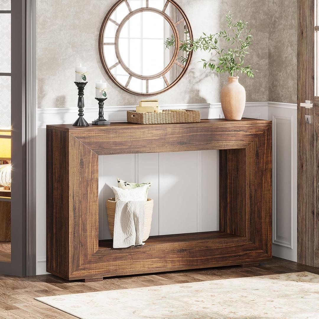 Tribesigns Farmhouse Console Table, 47 Inches Entryway Console Table with Storage, Industrial Hallway Accent Table for Living Room, Entrance (Rustic Brown)