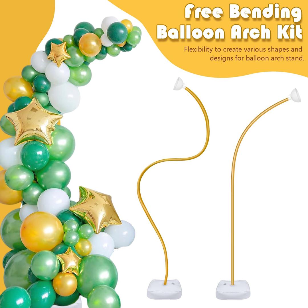 AerWo Balloon Arch Kit 9.35FT & 6FT, Free Bending Half Balloon Arch Stand with Base, Floor Gold Balloon Arch Frame Backdrop for Wedding Birthday Party Baby Shower Yard Lawn Home Christmas Decorations