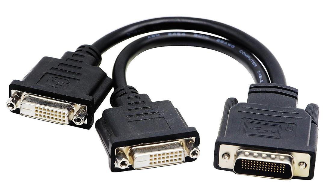zdyCGTime DMS-59 to 2 DVI (24+1) Splitter Cable Connector for Dual Monitor Setups or as a DVI Adapter Y Cord Dongle-10inch