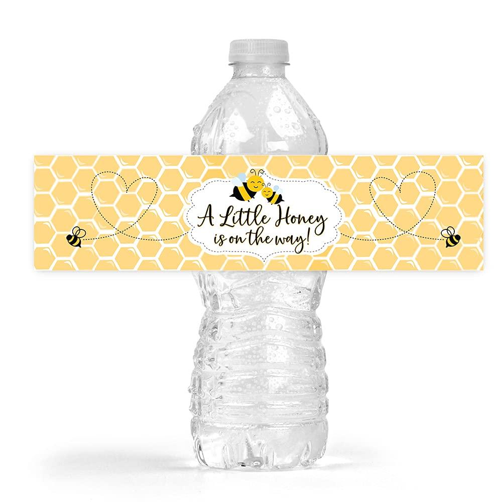 Your Main Event Prints Mom to Bee Baby Shower Bottle Wraps - 25 Yellow Neutral Water Bottle Labels - Perfect Decoration Favors (25 Count (Pack of 1))
