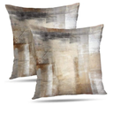 ONELZ Throw Pillow Covers, Brown and Beige Abstract Art Painting Set of 2 Double-Sided Cushion Cover 22 x 22 Decorative Home Gift Bed Pillowcase, Abstract Art 12