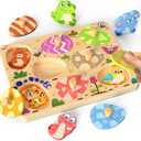 Zeoddler Wooden Puzzles for Toddlers, 8 Pcs Animal Matching Egg Puzzle, Montessori Toys for Boy Girl Easter Birthday Gifts, Preschool Learning Activities & Educational Toys for Boys, Girls