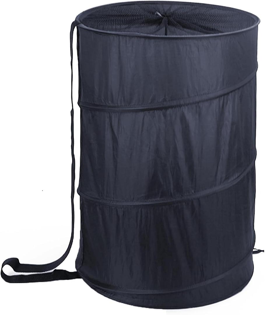 BATTOO Collapsible Laundry Baskets- Foldable Hamper for Laundry Extra Large Pop Up Laundry Hamper 107L with Long Straps Drawstring Clothes Hamper for Bathroom, Campout, Dorm or Travel Navy, 17.5"x27"