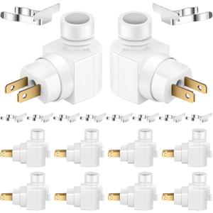 Reginary 8 Sets Night Light Bases, 360 Plug in Rotating Night Light Modules with On/Off Switch and Metal Clips Plastic Swivel Wall Lamp Plug for Making Your Own Bubble Lights Crafts (White)