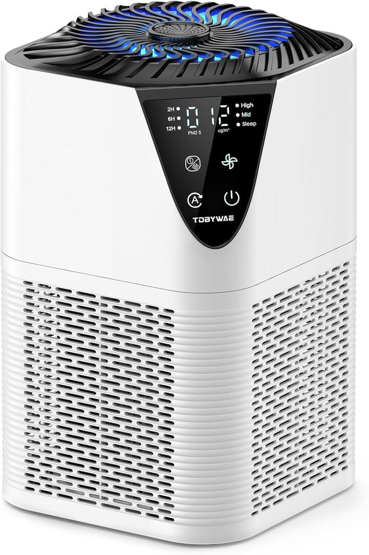 Air Purifiers for Home Large Room up to 1750 Sq Ft, H13 True HEPA Filter Air Purifiers for Bedroom Smoke/Pet Dander/Pollen, 25dB Quiet for Home, Bedroom, Office (White)