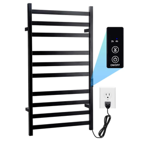 Towel Warmer Heated Towel Rack-Bar Bathroom Wall Mounted Electric Towel Drying Matte Black 10 Bar Plug-in