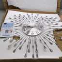 Large Wall Clock Metal Decorative Wall Clocks Silent Non-Ticking,Bling Shining Modern Art Starburst Big Wall Clocks for Living Room Bedroom Dining Room Kitchen Decor,Dia 28 Inch Silver