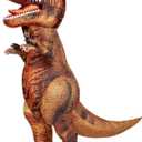 Spooktacular Creations Kids Inflatable Costume, Full Body Realistic T-rex Blow Up Costumes, Brown Dinosaur, Funny Halloween Inflatable Suit for Halloween Dress Up Parties