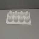 3D Easter Egg Silicone Molds, 8 Cavity, White, Oval Shaped, for Mousse Cake, Chocolate, Candy, Jelly, Pastry, Muffin, Cupcake, Soap