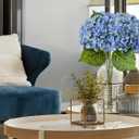 ZYTUYO 20 inches 4 Pcs Blue Green Real Touch Hydrangea Artificial Flowers Boho Lifelike Real Looking Latex Hydrangeas Flower with Long Stem for Home Decor Spring Table Centrepiece