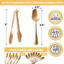 12PCS Stainless Steel Serving Utensils Sets with 8 Large Serving Spoons,4 Serving Tongs,Gold Serving Utensills Sets for Buffet Catering Banquet Party (Gold)