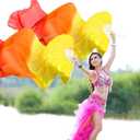 1 Pair Belly Dance Silk Fans, Chinese Dance Fan Veil, 180cm Length Dancing Fan, Props Silk-Fan, Silk Belly Fan Veil, Dancer Practice Long Imitation Dance, Gifts for Dancers