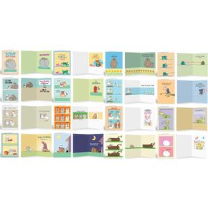 All Occasion Assortment - Cute Animal Theme Full Color Front & Inside! - Bulk Set of 16 Funny Cards - Boxed All Occasion Cards With Greeting Inside
