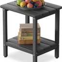 Outdoor Side Table, 17.7-Inch Small Patio End Table with Adjustable Feet, All-Weather HDPE Accent Adirondack Table for Porch Deck Balcony Poolside, Easy Maintenance, Grey (Normal)