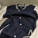 Varsity Jacket Women Men's Baseball School Uniform Button Up Unsex Adult Long Sleeve Coat Fashion Jacket (L)