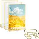 3 Pack 8.5 x 11 Inch Acrylic Sign Holders with 2 Business Card Holder Double Sided Clear Display Stand Gold Picture Frames for Table Numbers Menus Flyers Offices Weddings Party Supplies
