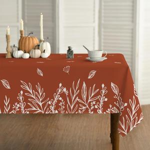Horaldaily Fall Tablecloth 6060 Inch Square, Thanksgiving Autumn Harvest Caramel Wild Flowers Table Cover for Party Picnic Dinner Decor