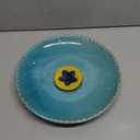 Topadorn Birdbath Ceramic Bowl Decor for Bee Bird Bath Outdoor Garden Vintage Yard,Blue with Yellow Flower