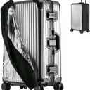 STARGAZ Clear PVC luggage cover, No Disassembly Suitcase Covers, 22 inch Zippered Luggage Cover, Waterproof carry on cover protector,luggage covers for suitcase TSA approved (Black, 22)