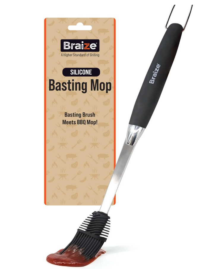 Grill Basting Brush, Silicone BBQ Basting Brush for Cooking Oil & Sauce, Heat-Resistant Baster for Grilling, Barbecue Tool, Dishwasher-Safe Food Basting Mop for BBQ & Roasting