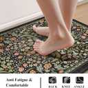 Collive Kitchen Mats for Floor 2PCS, Cushioned Anti Fatigue Mat Non Slip Waterproof Kitchen Sink Rugs, Washable Vintage Spring Floral Rug Comfort Standing Mat for Laundry, Desk, Bar, Office, Black