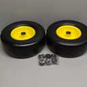 13x5.00-6 Flat Free Lawn Mower Tire and Wheel, Smooth Tread Tire for Lawnmower, Installed 3/4" Bearing with Extra 5/8" Bearing, 3.25"-5.9" Centered Hub, 2 PCS
