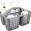 JiatuA Portable Shower Caddy Basket with Compartments Cleaning Supplies Organizer with Handle Plastic Storage Divided Tool Bin for Bathroom, Bedroom, Kitchen, College Dorm, Garden, Under Sink, Grey
