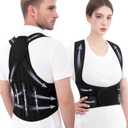 Posture Corrector for Women and Men, Full Back Brace Posture Support, Adjustable Shoulder Straightener, Breathable Back Straightener for Upper Back, Lower Back and Waist Support Black, Small