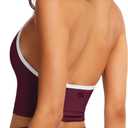 Halter Workout Top for Women: Open Back Sports Bra Color Block Tops with Built in Bra Yoga Gym Crop (L)