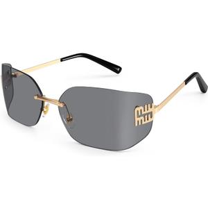 Dollger Rimless Y2K Sunglasses Women Retro Trendy Wrap Around Shield Frame Designer 90s Fashion Glasses