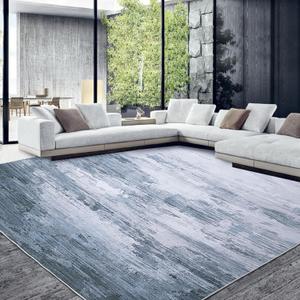HOMBYS 9x12 Modern Area Rug for Living Room Bedroom, Large Boho Floor Carpet with Non-Slip Backing for Indoor Office Dining Room, Abstract Home Deco Non-Shedding, Blue, Machine Washable (9' x 12' (Rectangular))