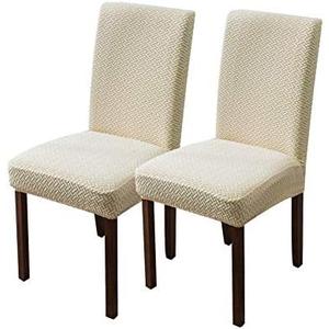 Genina Chair Covers for Dining Room Chair Covers Dining Chair Slipcovers Stretch Kitchen Parsons Chair Cover (Beige, 2 PCS)
