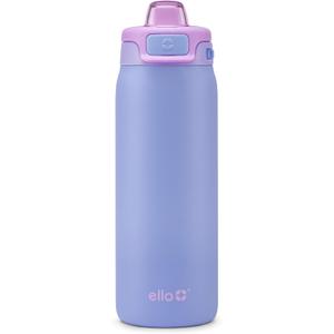 Ello Pop & Fill 18oz Stainless Steel Kids Water Bottle with Quick Fill Lid | Vacuum Insulated BPA Free Bottle with Leak Proof Straw and Chug Lid, Dishwasher Safe, Gift For Kids Teens, Lavender Fields