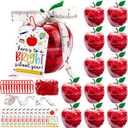 12 Sets Plastic Apple Container for Teacher, Large Apple Shaped Candy Jars Boxes, Teacher Week Appreciation Gifts Bulk Graduation Back to School Ornaments for Party Favor (Clear School)