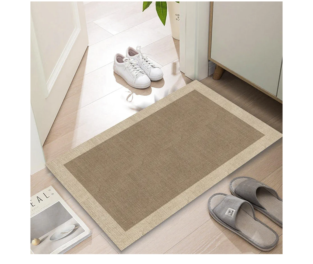 Ultra Thin Door Mat Indoor Entrance, 1/10 in Thin Door Mats for Inside Entry, Non-Slip Rubber Backing Washable Doormat, Fade Resistant, Absorbent, Low Profile Dirt Trapper, 30"X17",Brown
