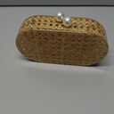 Women Acrylic Rattan Clutch Purse Rattan Woven Evening Bag Wedding Party Purse Summer Beach Wicker Shoulder Handbag