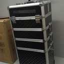 Stagiant Rolling Makeup Case Cosmetology Case on Wheels 4 in 1 Large Cosmetic Organizer Train Case Makeup Travel Case with Key Swivel Wheels Nail Artist Salon Storage Traveling Cart Trunk Black