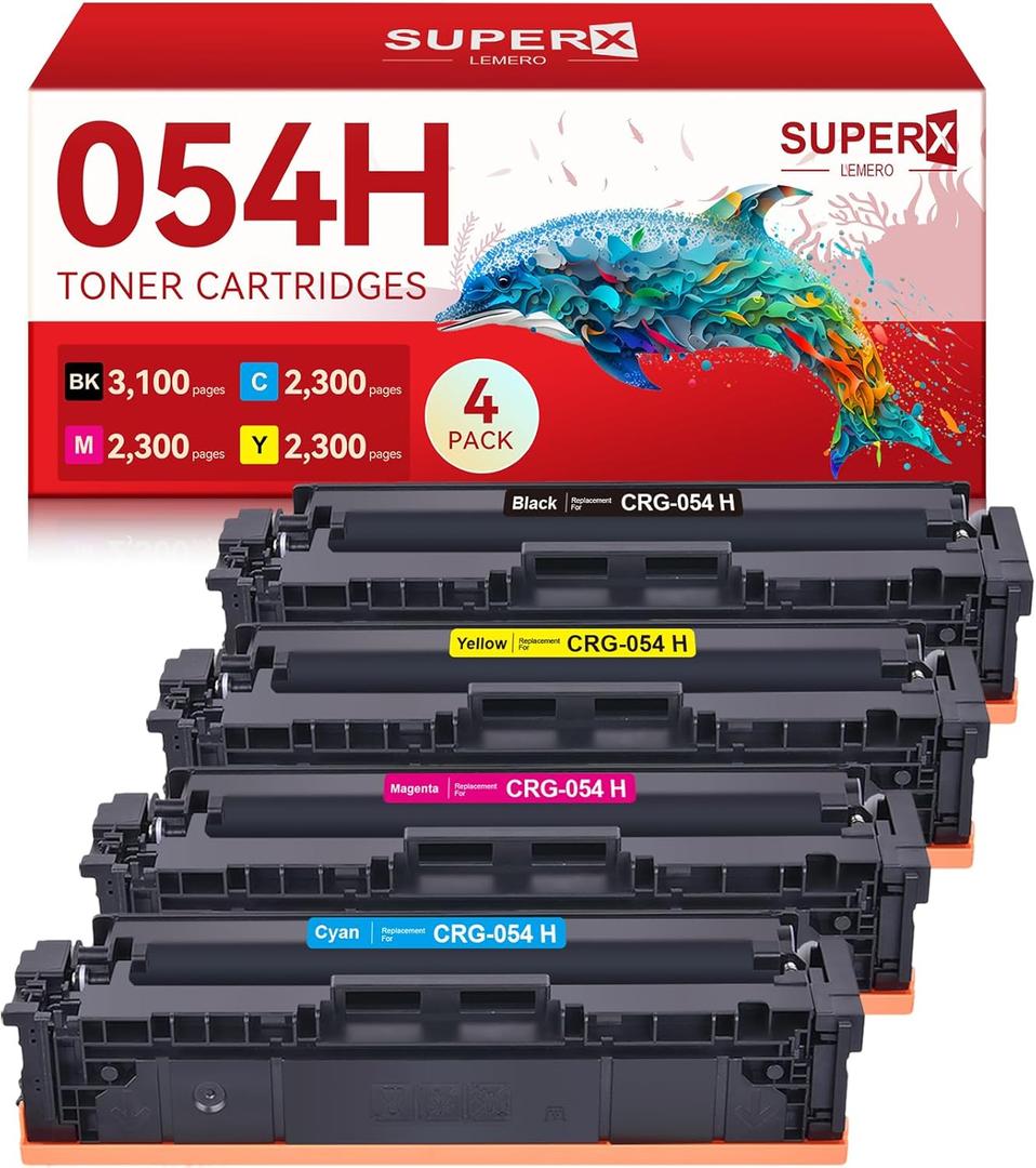 054H Toner Cartridges Compatible for Canon 054H 054 Toner Cartridges Set 054 054H Toner Work for Canon Color ImageCLASS MF644Cdw MF642Cdw LBP622Cdw MF641Cw Printer (4-Packs for 054H Toner, BCMY) (054H Toner Black/Cyan/Yellow/Magenta)