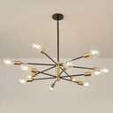 MOUFIER Modern Sputnik Chandelier Black and Gold Mid Century Chandelier Over Table, 12-Light Chandeliers Ceiling Light Fixture Height Adustable Pendant Light for Bedroom Dining Living Room (12-Light)