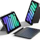 HOU Keyboard Case for iPad mini 7/6, 156 Adjustable Stand, Detachable Full Protective Case for iPad mini 7/6, 11 Shortcut Keys, 7 Color Backlight, Silicone PU, Multifunction, Bluetooth (Black)