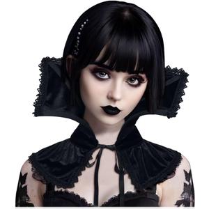 L'VOW Women Black Victorian Collar Standing Vampire Collar Detachable Dracula Collar Witch Gothic Accessories