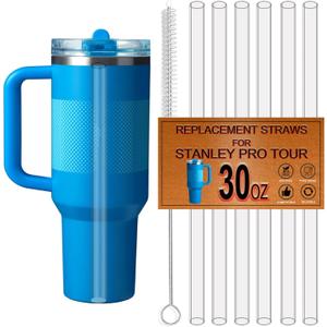 6-Pack Replacement Straws for Stanley Quencher Protour Flip Straw 30 OZ Cup, Straw for Stanley Pro Tour 30OZ Tumbler, Reusable,Made of Tritan,Dishwasher Safe,Food Safe,BPA Free,Clear