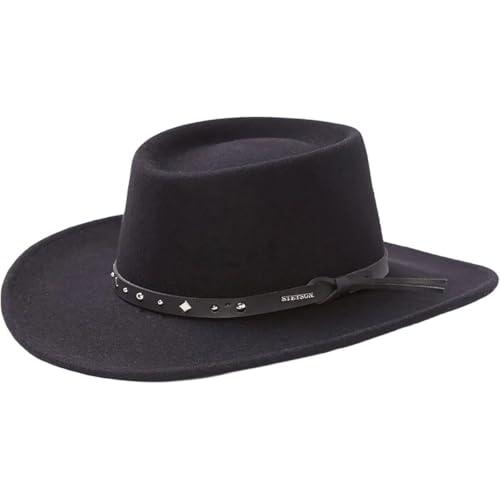 Stetson Men's Hawk Crushable Wool Gambler Hat Black Medium