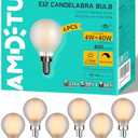 AMDTU 40W E12 Frosted Globe LED Bulbs, 2700K Warm White Dimmable Candelabra Base, Eye-Comfort Technology, Flicker-Free Decorative Lighting for Chandeliers, Dining Room, Vanity, and Bathroom Fixtures