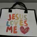 Jesus Loves Me Tote Bag Christmas Religious Gifts for Women Christian Gifts Christian Tote Bags for Women