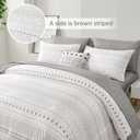 WONGS BEDDING Boho Comforter Set King Size,7 Pieces Grey White Geometric Bohemian Bed in a Bag Comforter Complete Striped Bedding Set for All Season with Sheets,Pillowcases & Shams Soft Microfiber