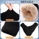 Winter Gloves women - Gloves for Cold Weather Thermal Womens Glove Touch Screen Elastic Vertical Stripe Fleece Liner Knit Glove for Women Men- 1 Black (Black)