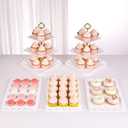 NWK 6 Piece Cake Stand Set with 2 x Large 3-Tier Cupcake Stands, 3 x Appetizer Trays, for Wedding Birthday Baby Shower Tea Party Decorations (Gold)